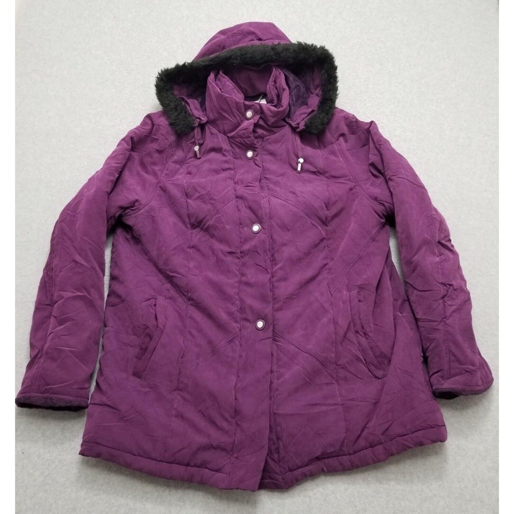 Studio Works Parka Jacket‎ Womens 2X Purple Hooded Pockets